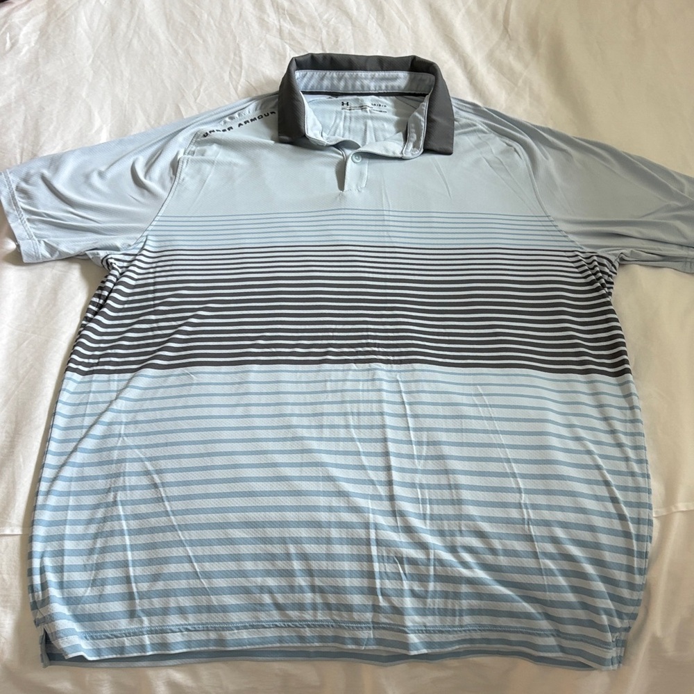 LG Men's Polo Shirt - Light Blue and Dark Gray